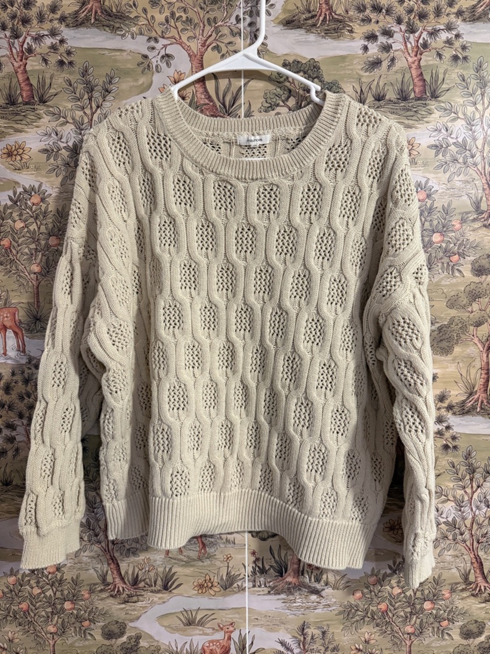 Maurices Cream Cable Stitch Crewneck Sweater 100% cotton - Picture 2 of 6